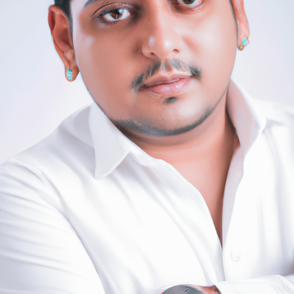 Stylist portrait in white shirt with clean backdrop